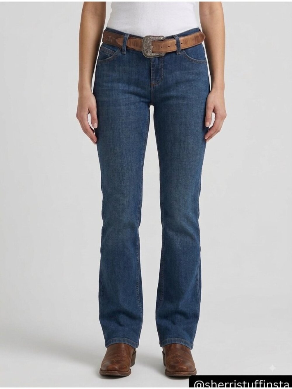 NWT New Wrangler Q-Baby Riding Jeans Mid-Rise Bootcut 7/8 X 36 Dark Wash